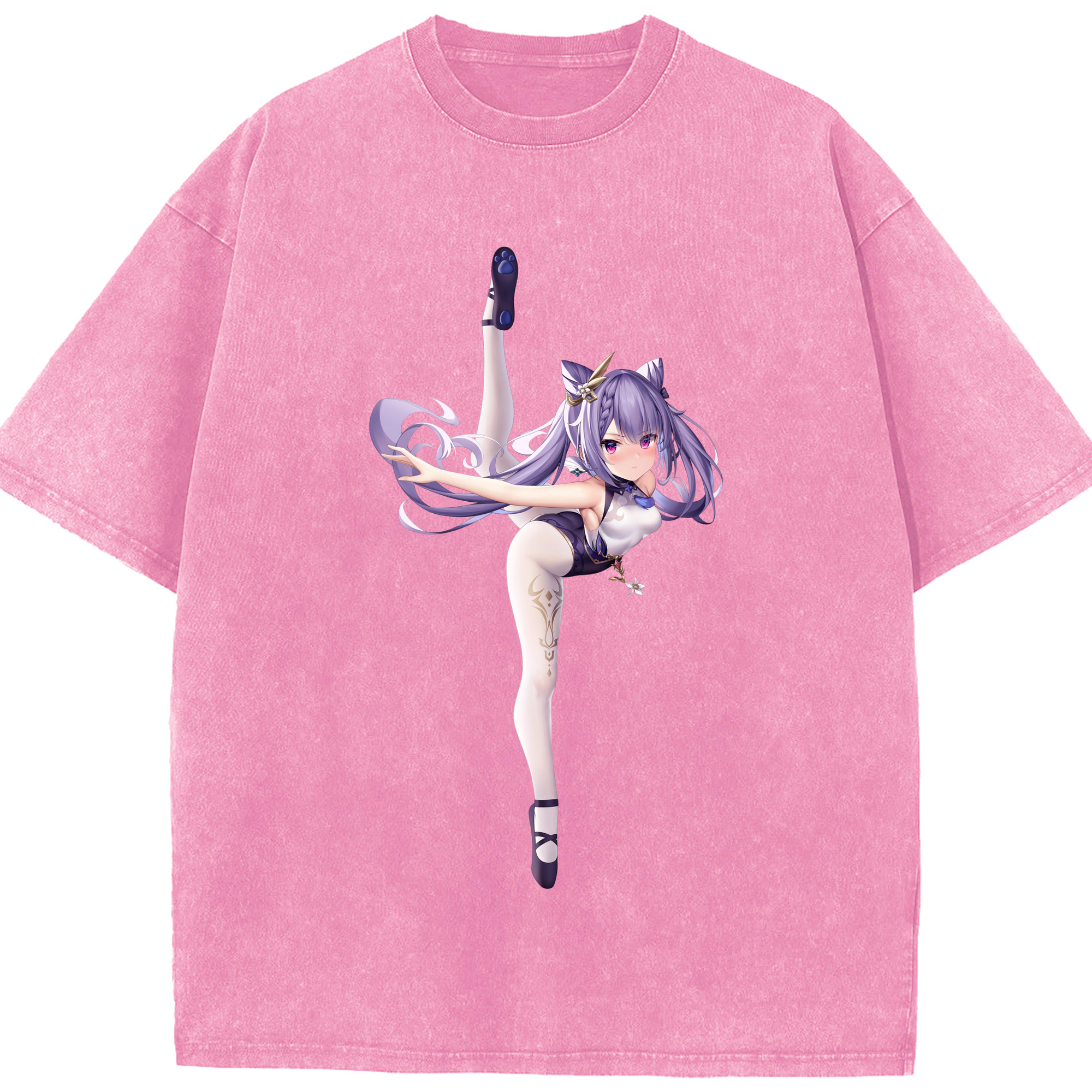 げんし神 刻晴 こくせい genshin Kokusei 綿100% ヴィンテージ風 半袖Tシャツ（フロントプリント）